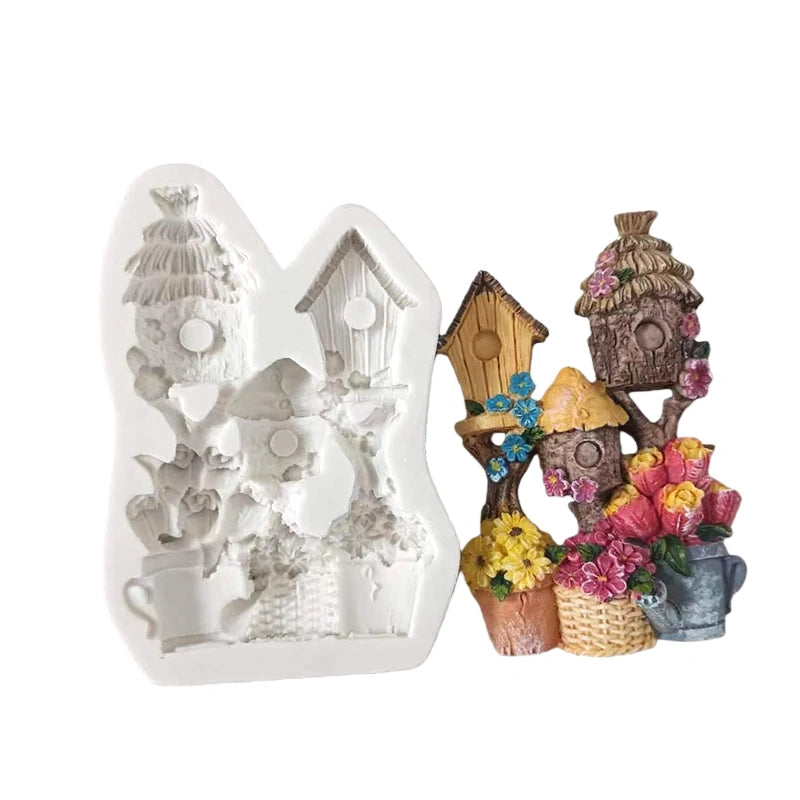 DIY Flower House Silicone Mold – Plaster Art, Fondant, Chocolate & Jelly Dessert Decoration Mold