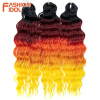 24 Inch Synthetic Hair Water Wave Braiding Hair Extensions Ombre Blonde Deep Wave Afro Curl Twist Crochet Hair for Women
