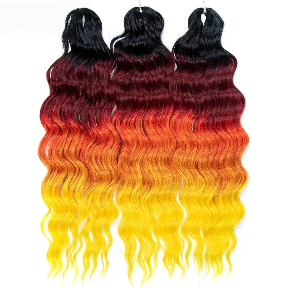 Water Wave Ombre Blonde Braiding Hair Extensions – Deep Wave Afro Curl Crochet for Women