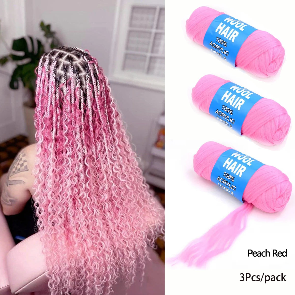 Brazilian Wool Braiding Hair | Acrylic Yarn for Crochet Braids Perfect for Senegalese twists, Senegal twist braids, and protective hairstyles