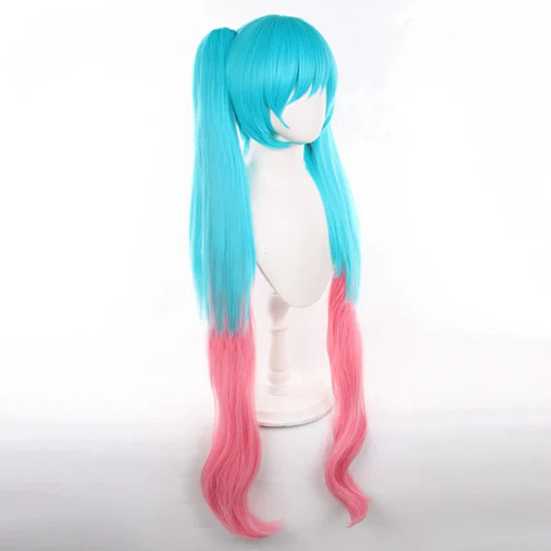 40inch Pink to Blue Mix Long Straight Synthetic Wig – Heat-Resistant Cosplay & Gaming Style