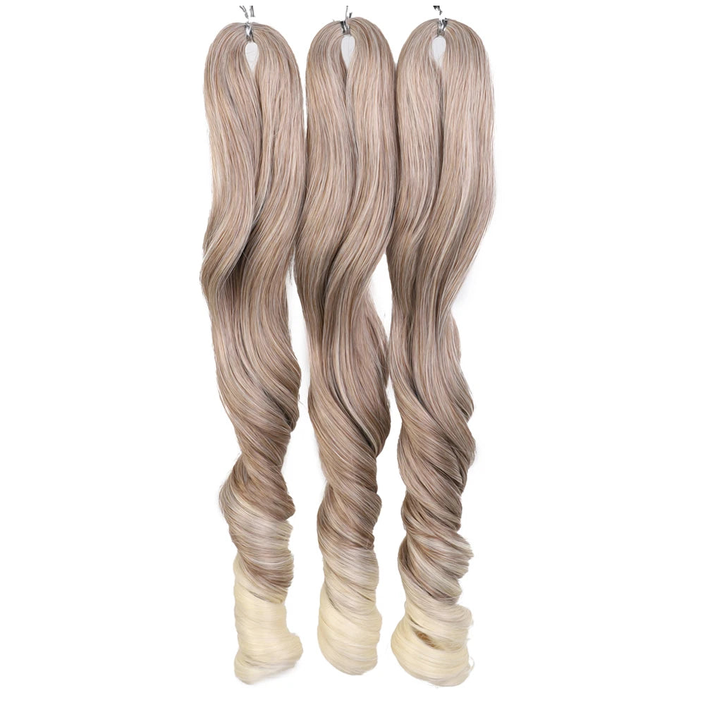 18 Inch French Curly Crochet Braiding Hair Synthetic Blonde Loose Wave Braids Hair Spiral Curls Hair Extensions