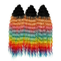 22 Inch Ombre Blonde Rainbow Water Wave Crochet Hair – 300g Synthetic Curly Braiding Extensions