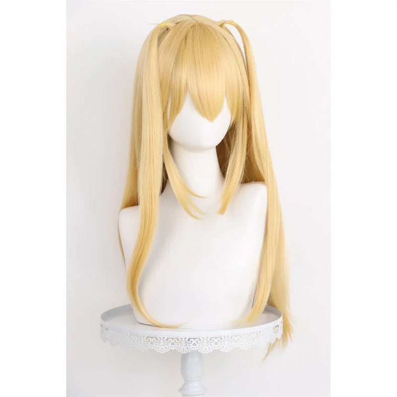Long Yellow Double Ponytail Cosplay Wig – Heat-Resistant Synthetic Anime Style Wig for Women