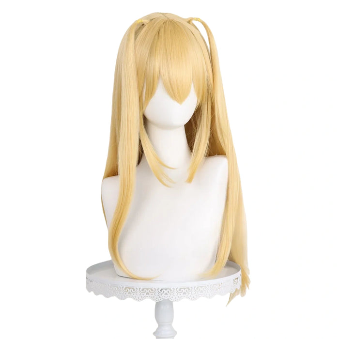 Long Yellow Double Ponytail Cosplay Wig – Heat-Resistant Synthetic Anime Style Wig for Women