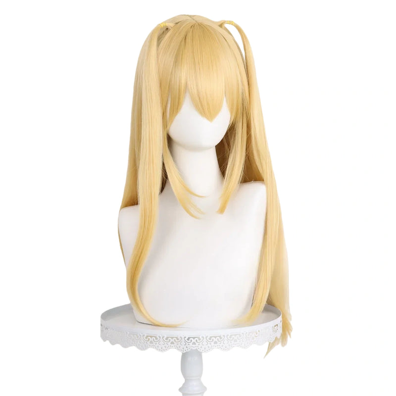 Long Yellow Double Ponytail Cosplay Wig – Heat-Resistant Synthetic Anime Style Wig for Women