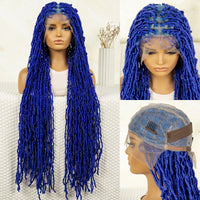 36 Inch Synthetic Braided Hair Wig Full Lace Ombre Colored Hair Wig for Black Women Box Braids Twisted Hairstyle Wigs