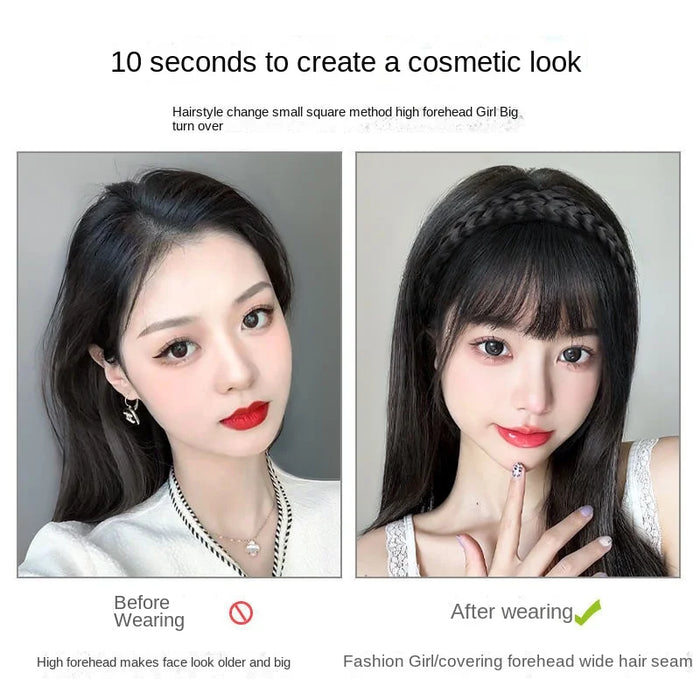 Wig Bangs Headband Synthetic Bangs Hair Extension Fake Fringe Natural Hair Clip on Hairpieces for Women Invisible Natural Clip