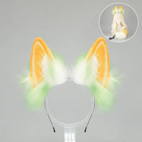 Furry Bunny Ears Headband Lolita Realistic Tail Set Cute Plush Cosplay Animal Tail Props Party Animal Tails Cosplay Costume
