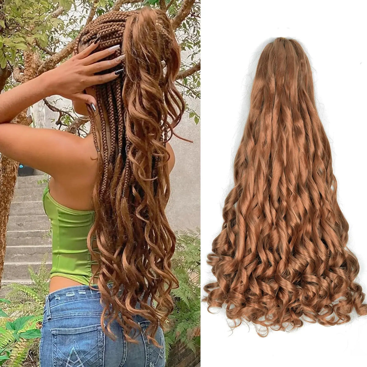 22inch Synthetic Loose Wave Crochet Hair French Curly Braiding Hair Extensions Pre Stretched Curly Crochet hair for Black Women
