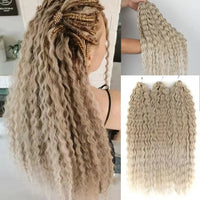 22 Inch Ombre Blonde Rainbow Water Wave Crochet Hair – 300g Synthetic Curly Braiding Extensions