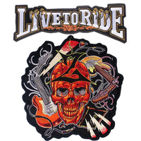Biker Skull Iron/Sew-On Embroidery Patches for DIY Rock Jacket - Large Back Patch Badge