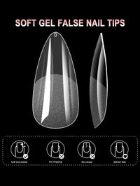 600PCS Short Almond Soft Gel Nail Tips Full Cover – Press On False Nail Tips for Acrylic Nails
