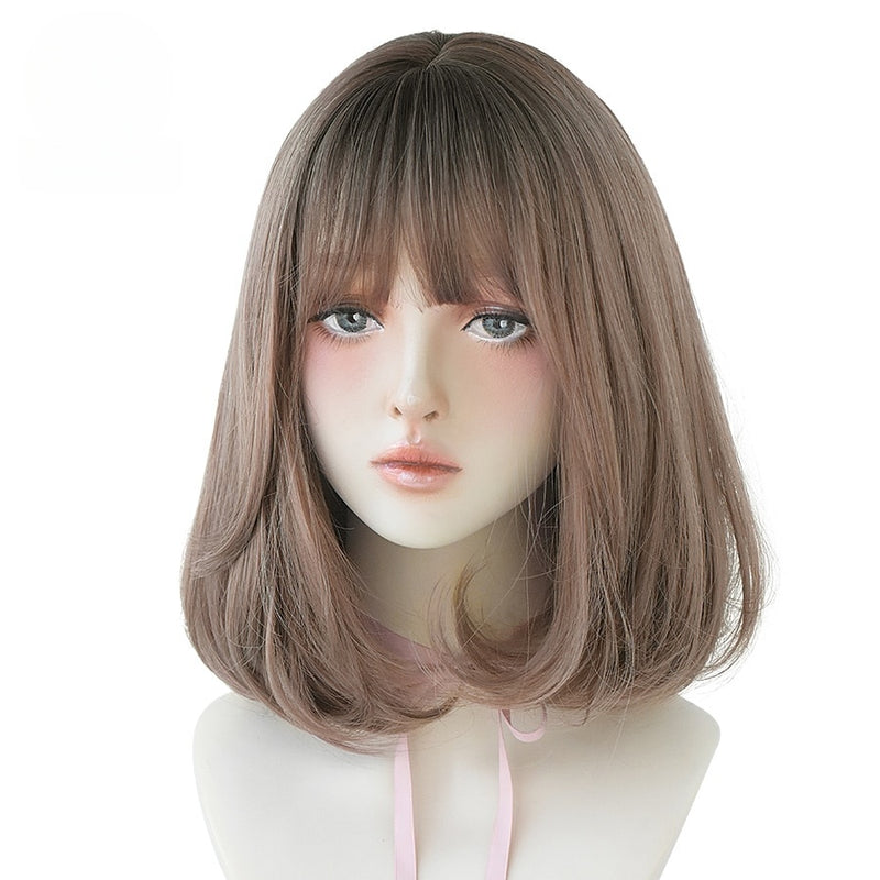 Short Black Bob Wig with Bangs – Synthetic Heat-Resistant Daily Wear Wig