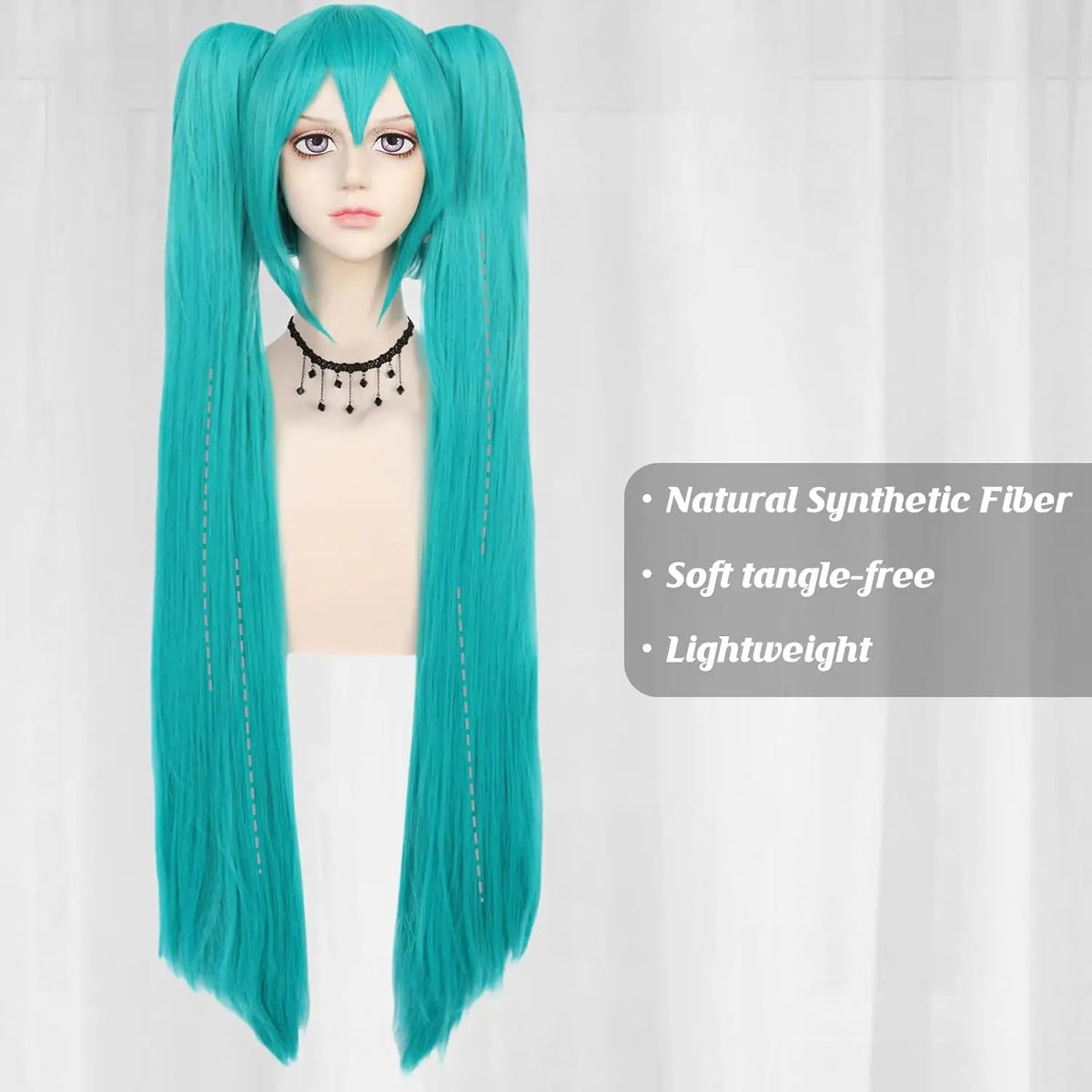 Long Teal Double Ponytail Wig Cosplay Inspired Synthetic Wig
