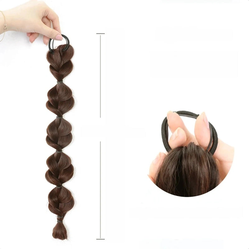 Bubble-Twist High Elastic Ponytail Wig – Synthetic Lantern Braid Hairpiece for Women (Multiple Colours)