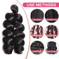 Loose Wavy French Curly Braiding Hair 14Inch Purple Pre Stretched Bouncy Hair Extensions Synthetic Spiral Curls Braids Hair