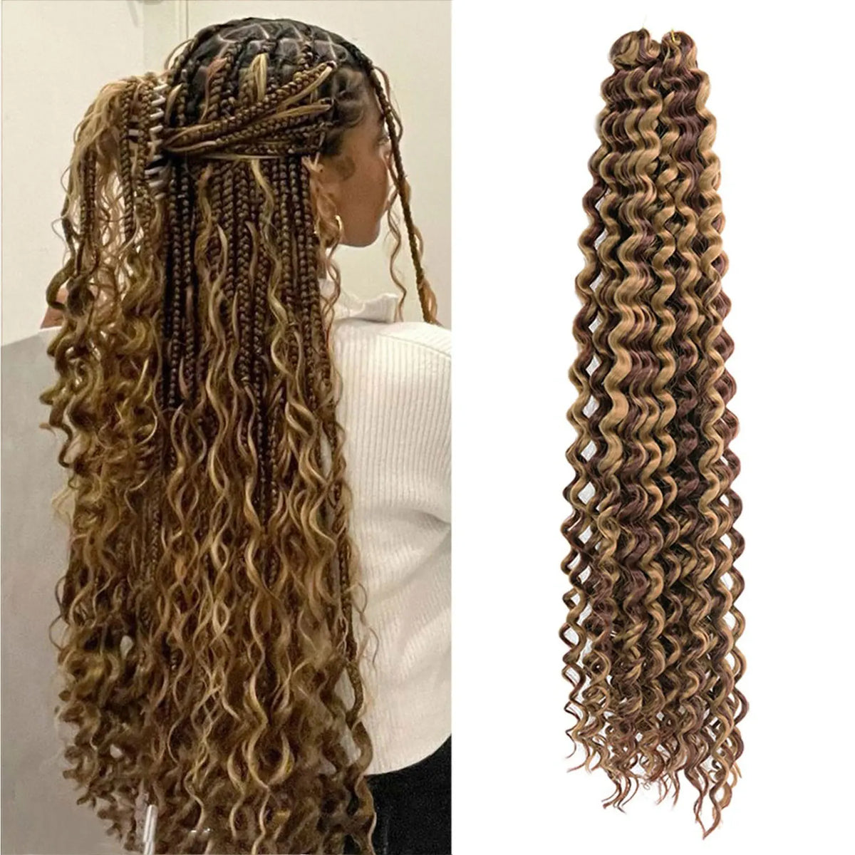 28 Inch Deep Wave Crochet Hair | Synthetic Ocean Wave Braiding Extensions