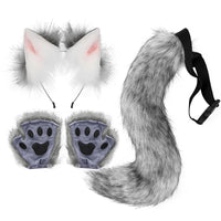 Kemonomimi Fox Ears & Plush Tail with Paw Gloves – Cute Halloween Cosplay Accessories