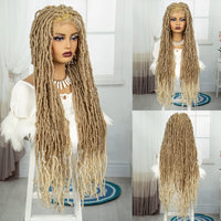36 Inch Synthetic Braided Hair Wig Full Lace Ombre Colored Hair Wig for Black Women Box Braids Twisted Hairstyle Wigs
