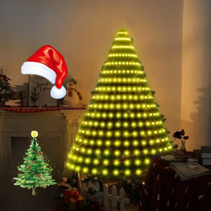 LED Christmas USB New Year's Garland LED Ring Christmas Tree Tops Lights Decoration Tree Lights String for Patio Garden Outdoor