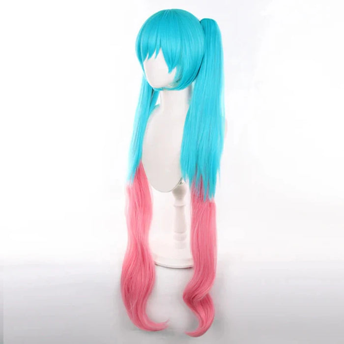 40inch Pink to Blue Mix Long Straight Synthetic Wig – Heat-Resistant Cosplay & Gaming Style
