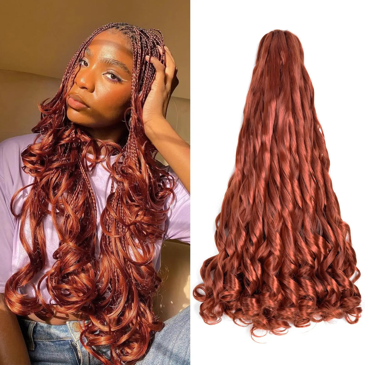 22inch Synthetic Loose Wave Crochet Hair French Curly Braiding Hair Extensions Pre Stretched Curly Crochet hair for Black Women