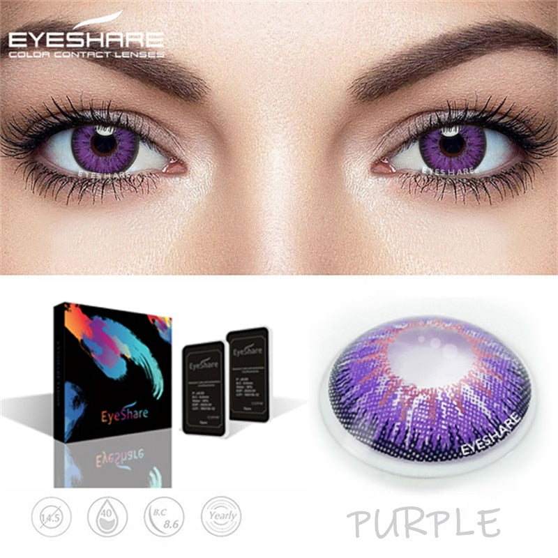 EYESHARE コスプレカラーコンタクトレンズ目 2 個ブルーグリーンカラーレンズレンズ年間美容瞳孔メイク EyeContact レンズ