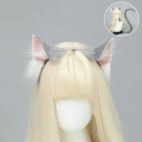Handmade Plush Cat Ear Headband & Tail Set – Realistic Animal Cosplay Kit for Anime, Halloween & Furry Events