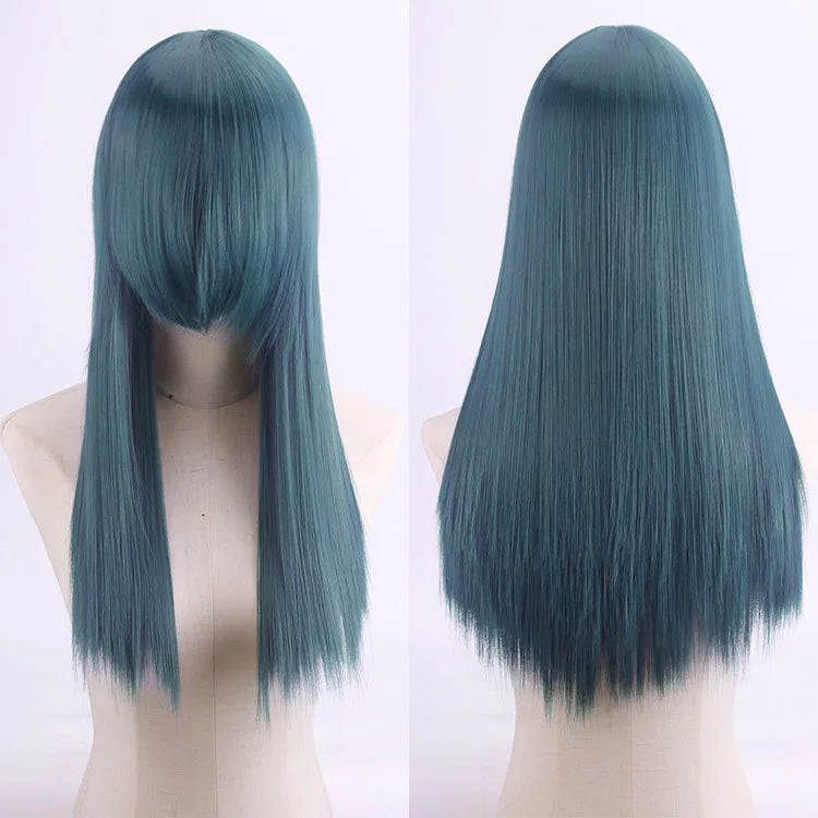Cosplay Synthetic Wig 60cm Long Straight Curly Hairpiece Thickened High Temp Fiber Rainbow Color Rose Cap Party Halloween
