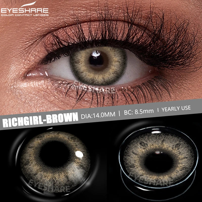 EYESHARE 1pair New Color Contact Lenses for Eyes Brown Eyes Lens Fashion Blue Lenses Green Beautiful Pupil Yearly Gray Contact