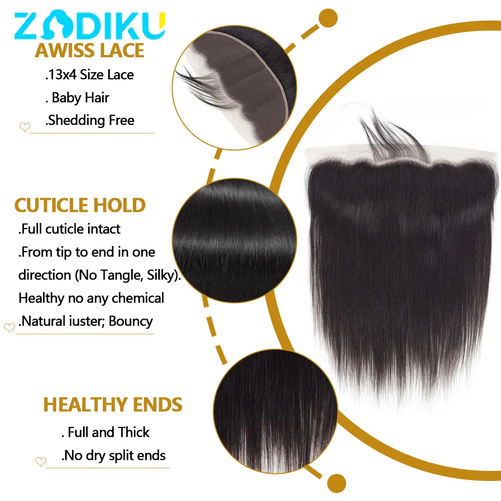Straight Human Hair Lace Closure & Frontal