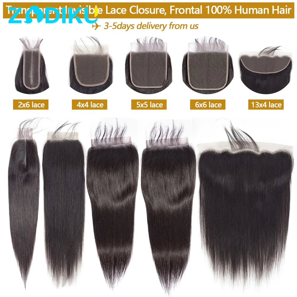 Straight Human Hair Lace Closure & Frontal