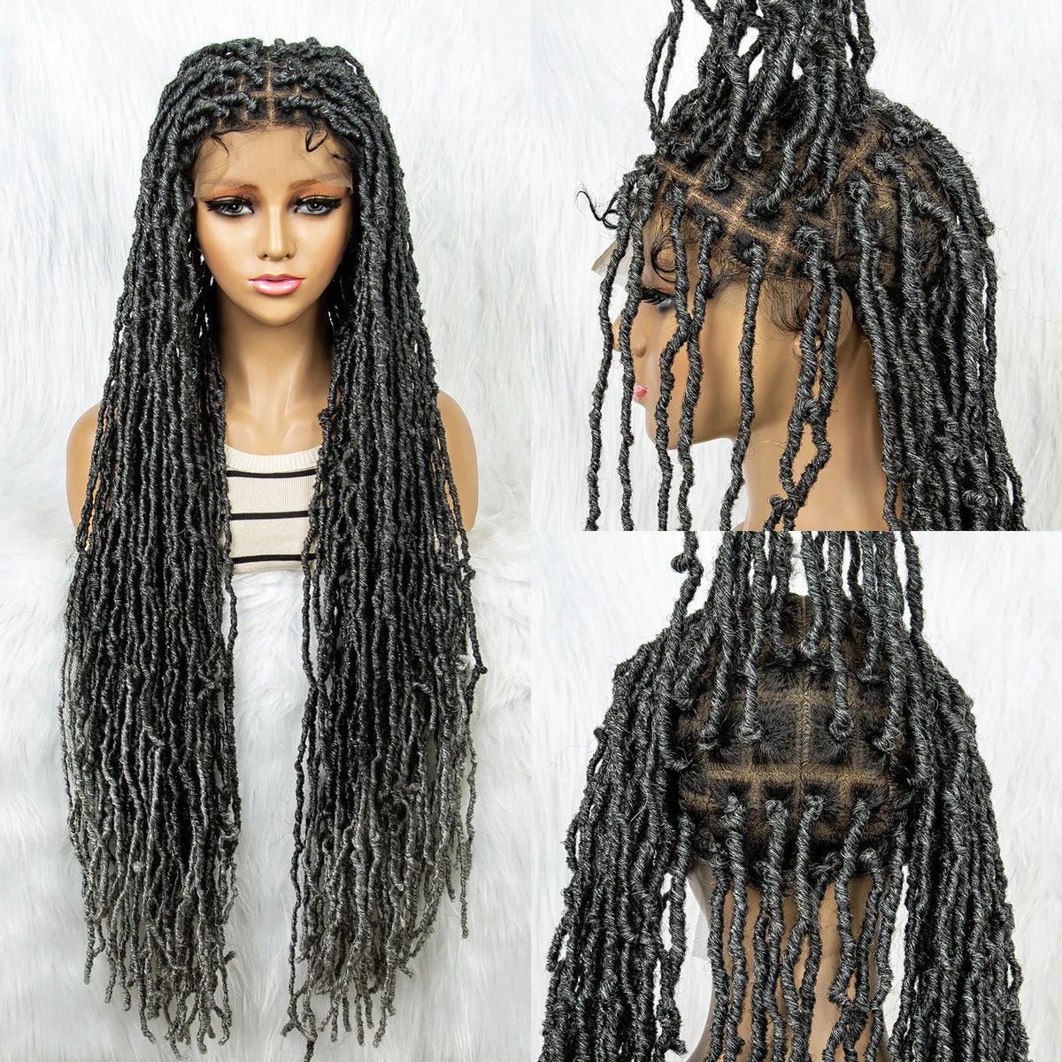 Pink Blue Full Lace Braided Wigs Synthetic Lace Front Wig Braid African With Baby Hair Braids Butterfly Locs Dreadlocks Wigs