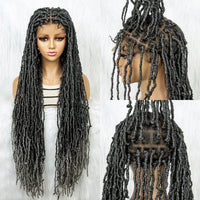 Pink Blue Full Lace Braided Wigs Synthetic Lace Front Wig Braid African With Baby Hair Braids Butterfly Locs Dreadlocks Wigs