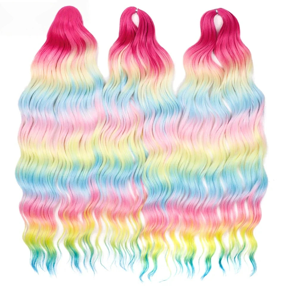 Water Wave Ombre Blonde Braiding Hair Extensions – Deep Wave Afro Curl Crochet for Women