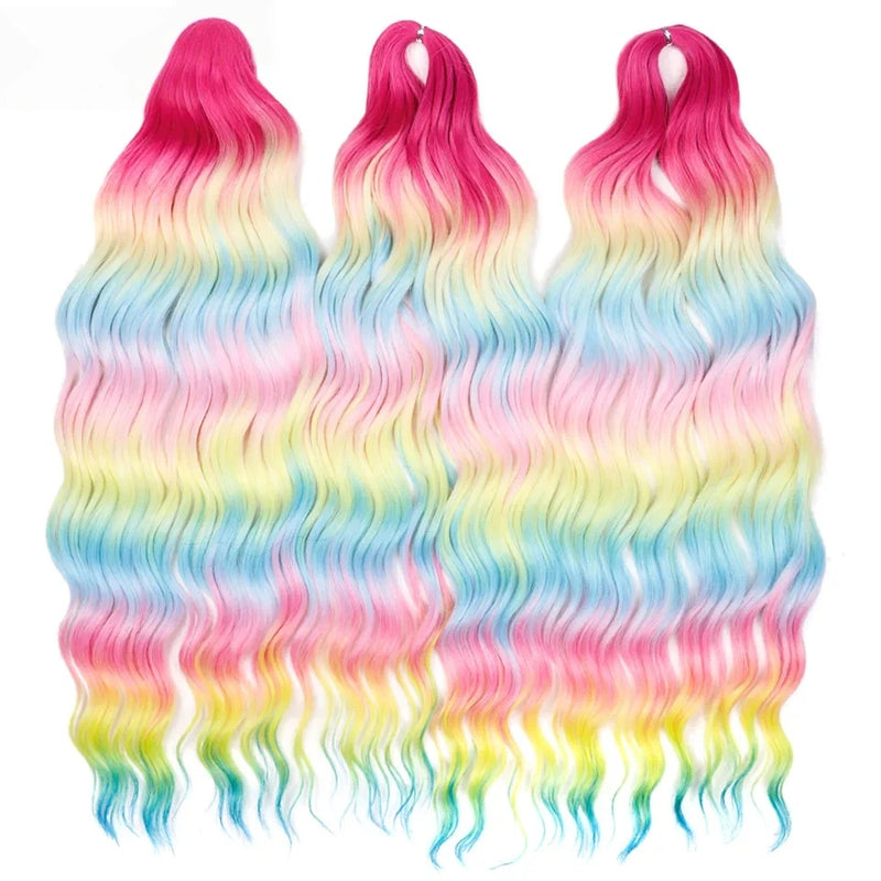 Water Wave Ombre Blonde Braiding Hair Extensions – Deep Wave Afro Curl Crochet for Women
