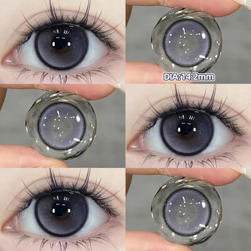 1 Pair Myopia Fashion Lens Prescription Colored Contact Lenses Beauty Pupils Purple Eye Lenses Blue Eye Color Lenses OVO