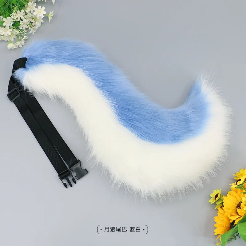 Kwaii Tail Girl Plush Cosplay Props Faux Fur Wolf Tail Women Lolita Cosplay Animal Tails Halloween Party Simulation Animal Tails