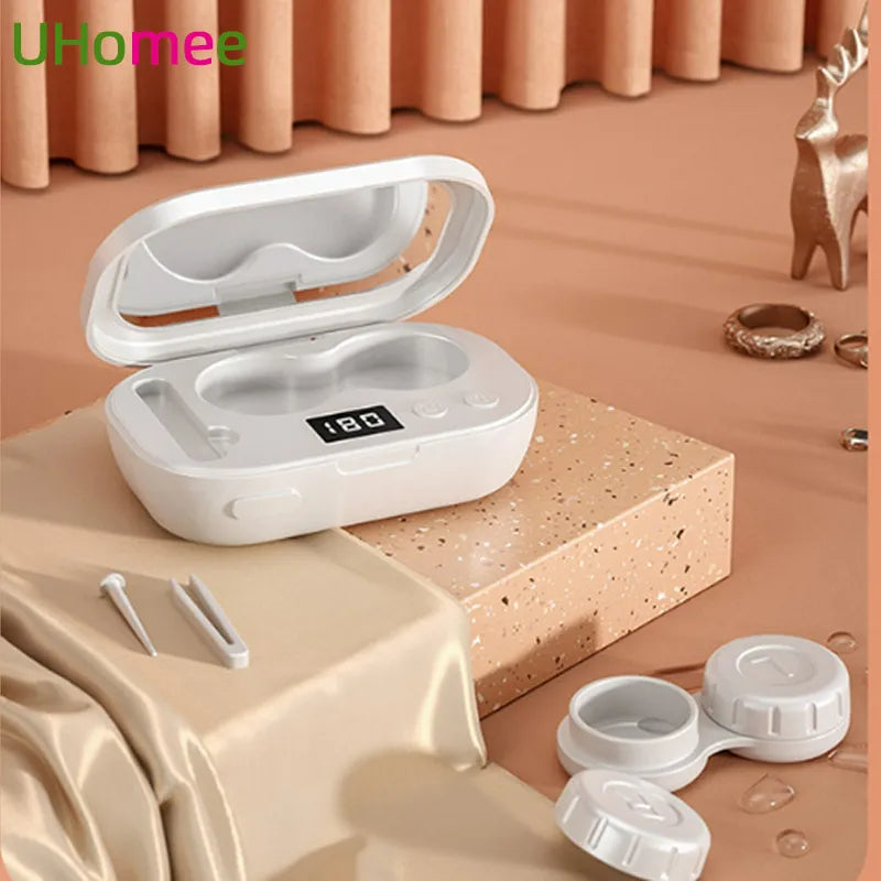 Portable Contact Lens Ultrasonic Cleaner High Frequency Vibration LED Timing Type-C Rechargeable Automatic Sterilization Cleaner