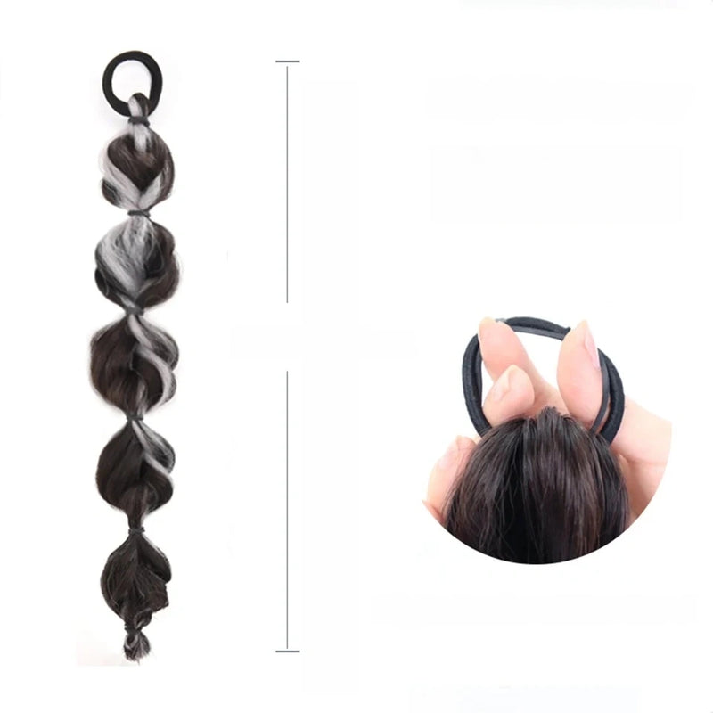 Bubble-Twist High Elastic Ponytail Wig – Synthetic Lantern Braid Hairpiece for Women (Multiple Colours)