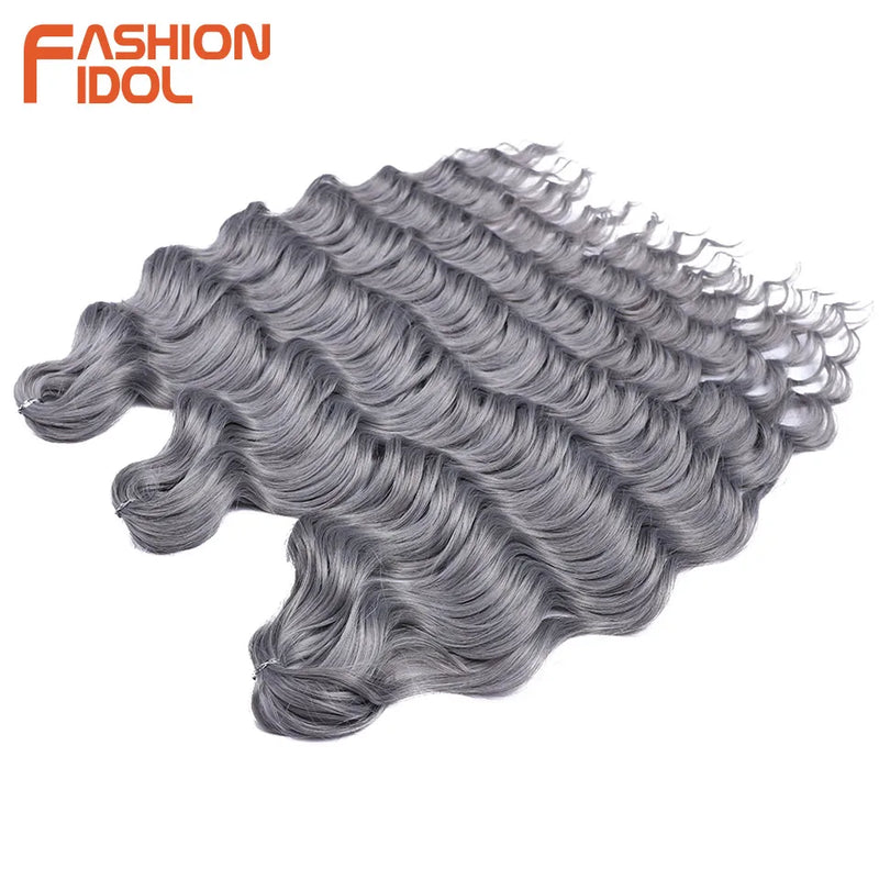 24 Inch Synthetic Hair Water Wave Braiding Hair Extensions Ombre Blonde Deep Wave Afro Curl Twist Crochet Hair for Women