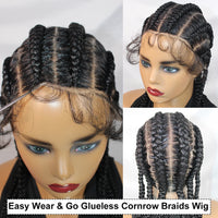 20" Short Synthetic Full Lace Wig Cornrows Braided Wigs For Black Women Lace Frontal Wig Jumbo Box Braids Wig