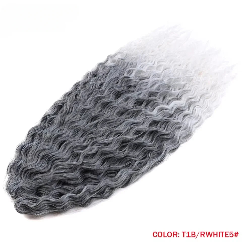 22 Inch Ombre Blonde Rainbow Water Wave Crochet Hair – 300g Synthetic Curly Braiding Extensions