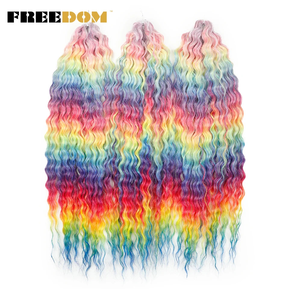 22 Inch Ombre Blonde Rainbow Water Wave Crochet Hair – 300g Synthetic Curly Braiding Extensions