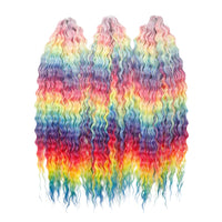 22 Inch Ombre Blonde Rainbow Water Wave Crochet Hair – 300g Synthetic Curly Braiding Extensions