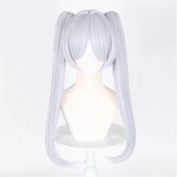 Silver White Short Double Ponytail Wig – High-Quality Synthetic Anime Cosplay Wig (Frieren-Inspired)