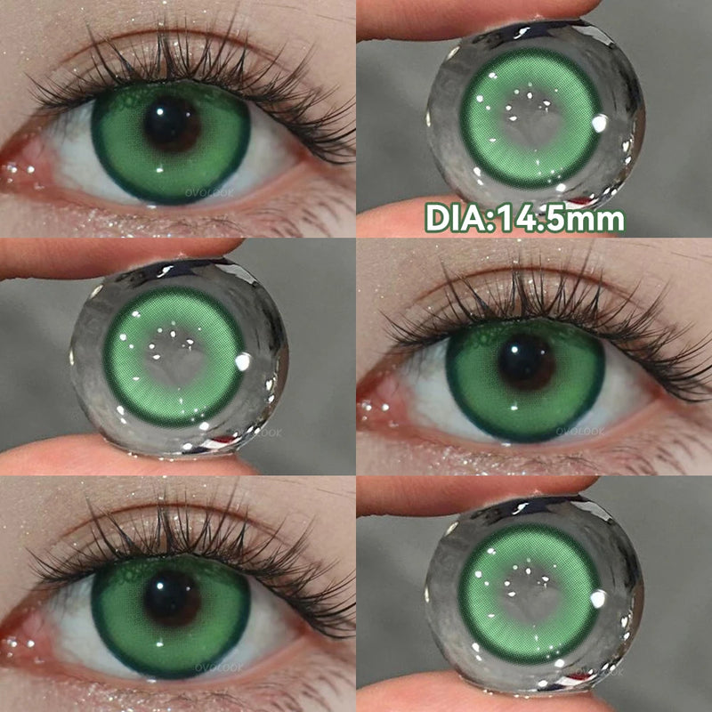 OVOLOOK-1 Pair Halloween Contact Lenses Beauty Eye Color Lenses Cosplay Pupils Myopia Lens with Prescription Natural Blue Lens