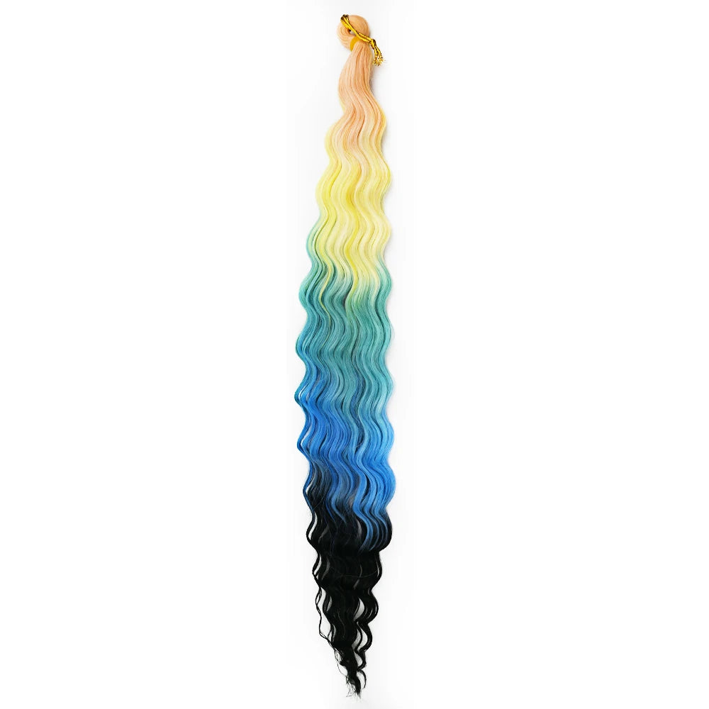 24 Inch Colored Deep Wave Crochet Hair – Synthetic Water Wave Braiding Extensions