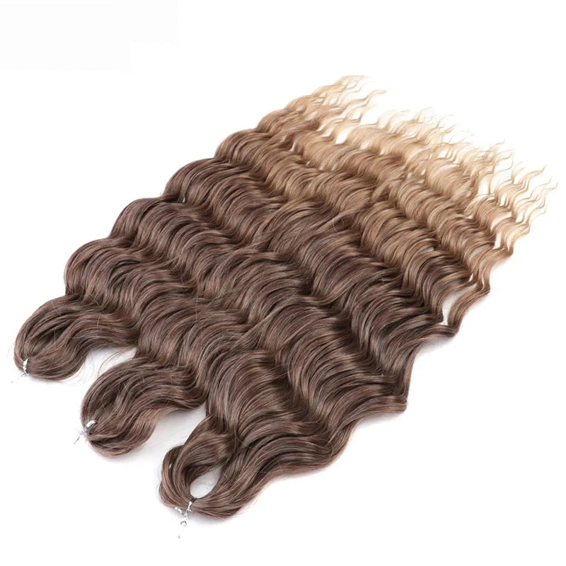 Water Wave Ombre Blonde Braiding Hair Extensions – Deep Wave Afro Curl Crochet for Women